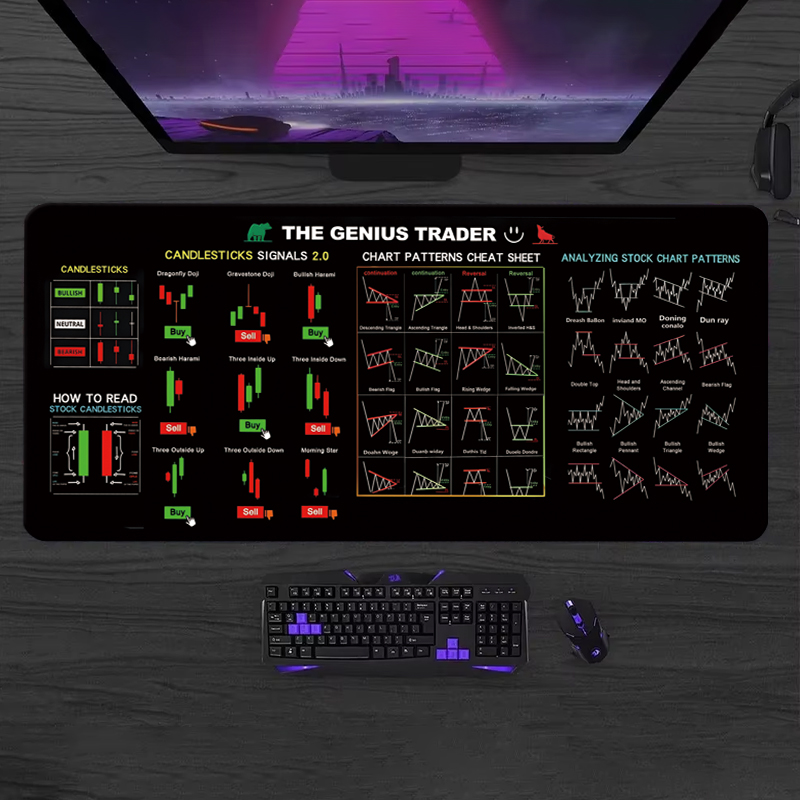 Desk Setup Rug - EXCO Stock Market Trader Leather Mouse
