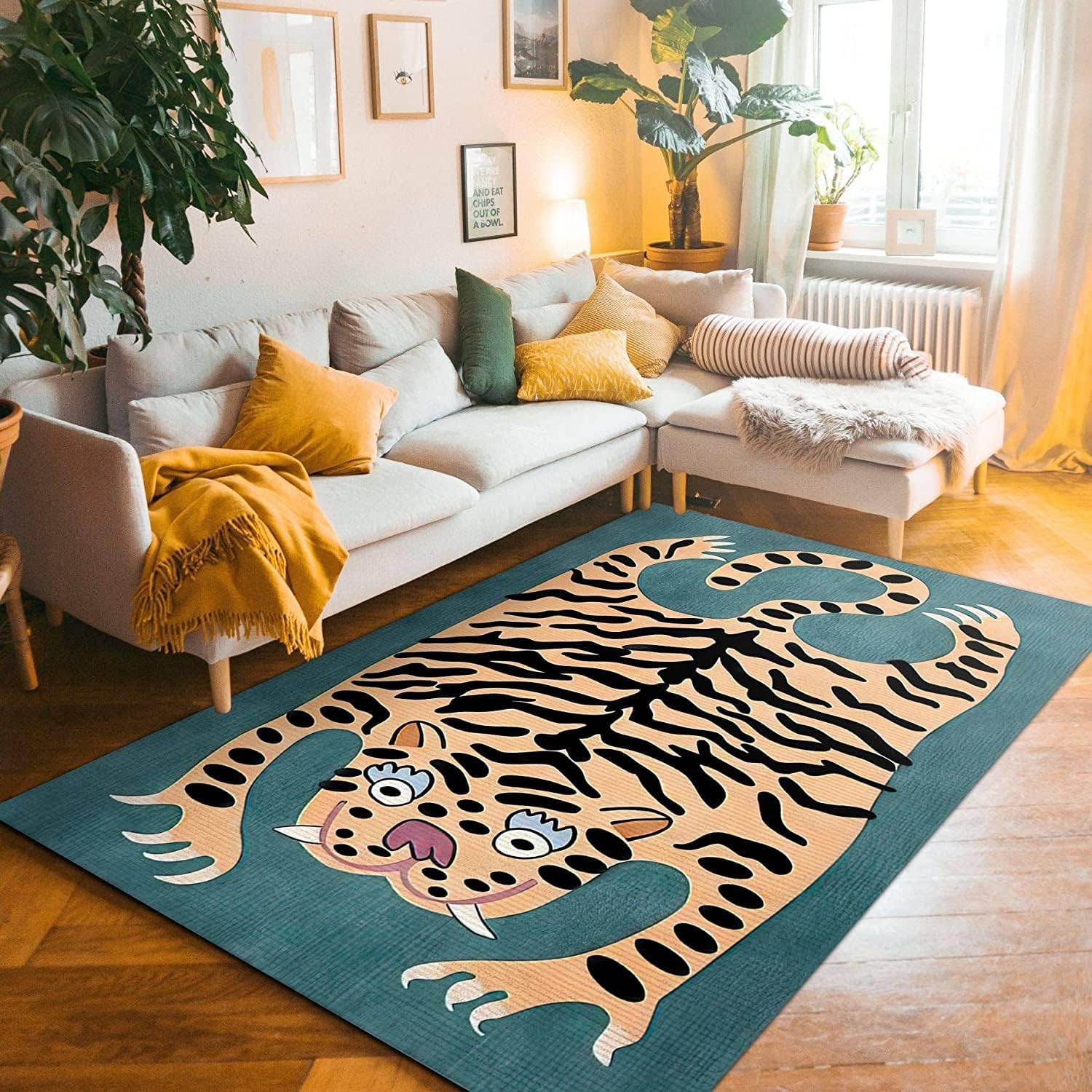 Desk Setup Girly - VIKAMA Cartoon Cute Tiger Carpet Living