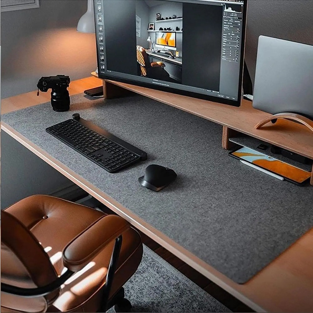 Desk Setup Rug - Felt Desk Mat Computer Mat for
