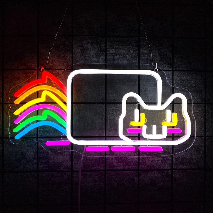 Rainbow Cat LED Neon Sign, USB - Ambient Light Bar Usb ulasan dan harga
