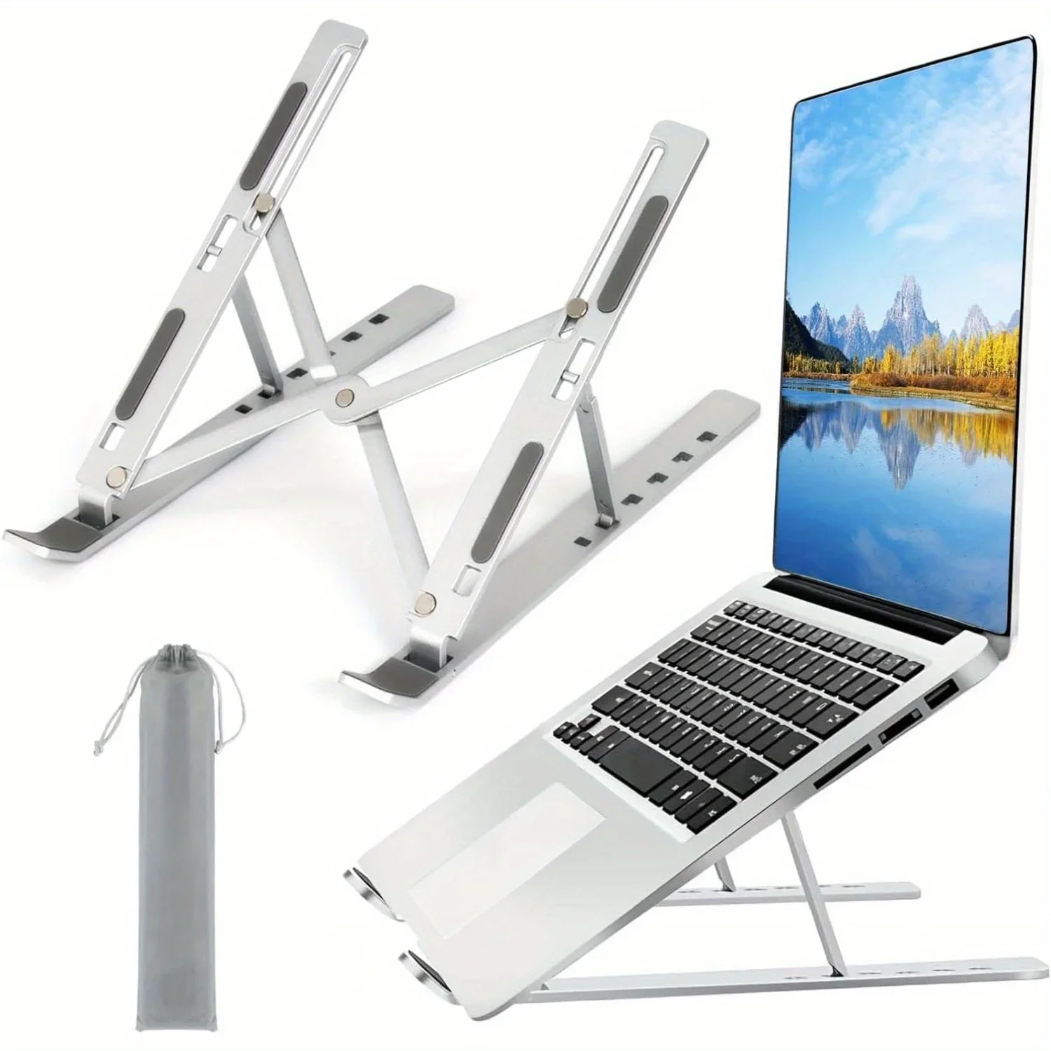 Foldable Aluminum Laptop Riser - Desk Setup Mac ulasan dan harga