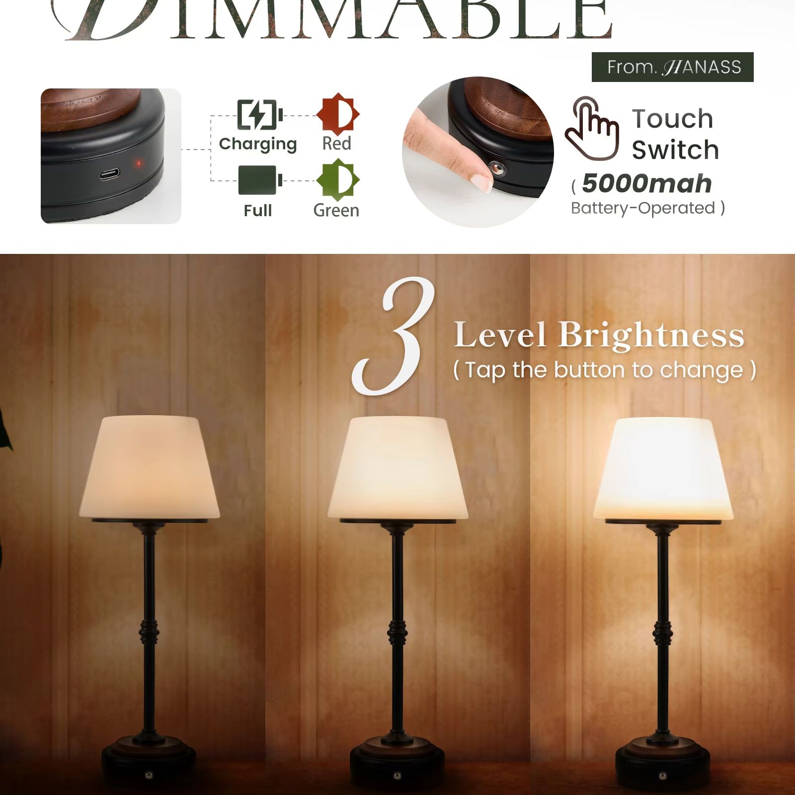 Cordless Table Lamps Set of  5 - Desk Setup Bedroom ulasan dan harga