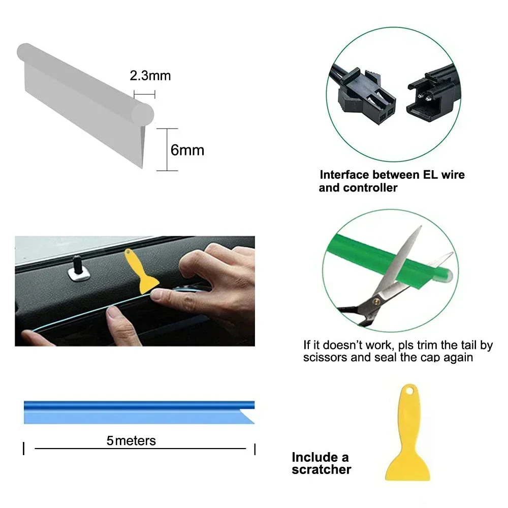1/3/5M Car Interior Light Deco - Ambient Light Bar Usb ulasan dan harga
