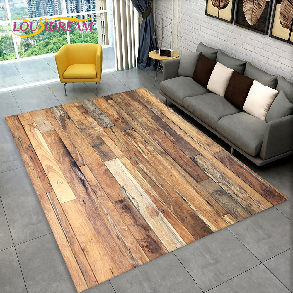 3D Wood Grain Retro Area Rug L - Desk Setup Girly ulasan dan harga