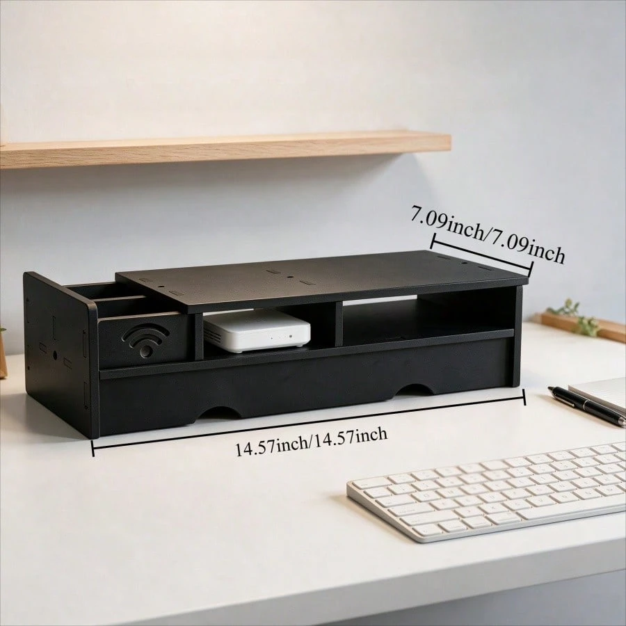Black Matte WiFi Router Storag - Desk Setup Bedroom ulasan dan harga