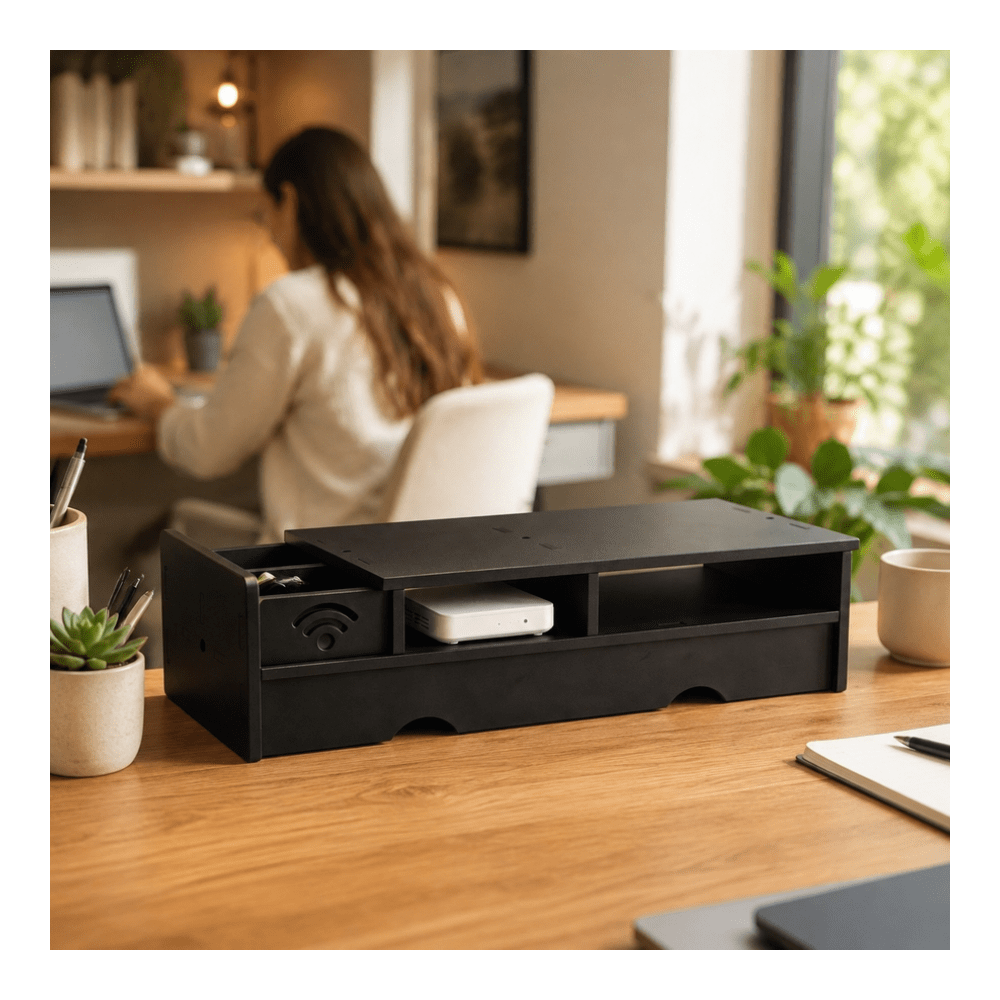 Black Matte WiFi Router Storag - Desk Setup Bedroom ulasan dan harga