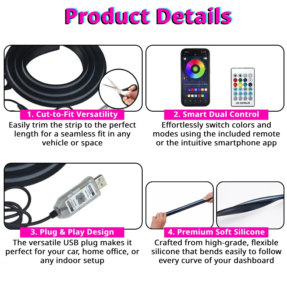 Car Windshield Ambient Light S - Ambient Light Bar Usb ulasan dan harga