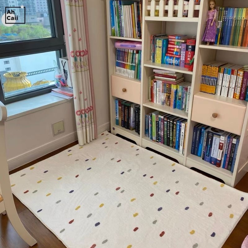 Children Furry Carpet Spotted  - Desk Setup Girly ulasan dan harga